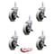 Service Caster 4 Inch Thermoplastic Wheel 1-3/8 Inch Grip Ring Stem Caster with Brakes, 5PK SCC-GR05S410-TPRS-SLB-716138-5 - alternate 2